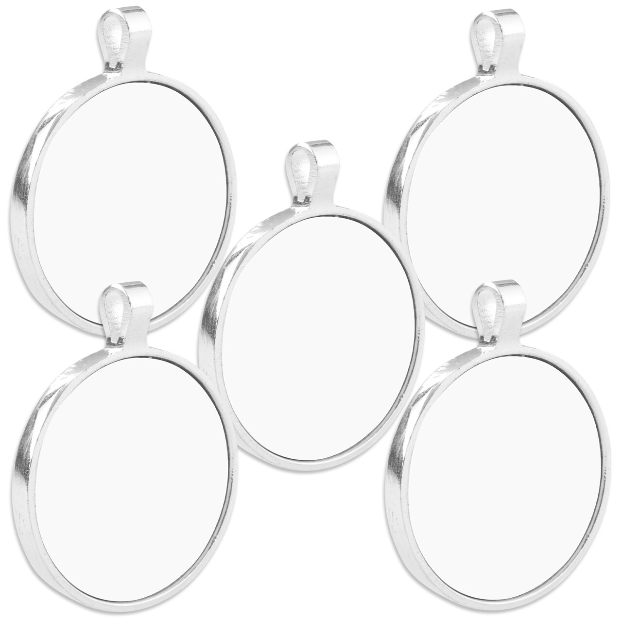Unisub Sublimation Necklace Blank Bezel Pendant for Personalized Necklace 1.11" - Round with Insert for Dye Sublimation Imprinting